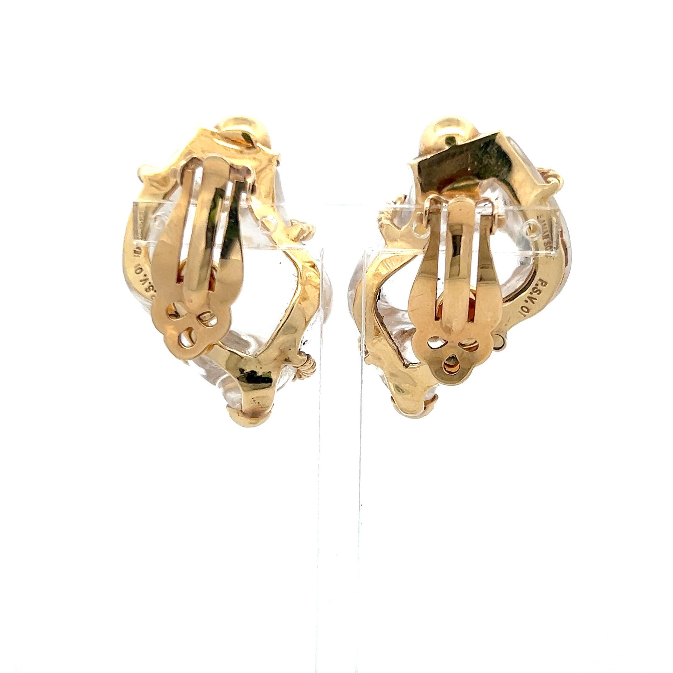 Seaman Schepps 18K Gelbgold Skulpturale Vintage Clip-On Ohrringe im Zustand „Gut“ im Angebot in New York, NY