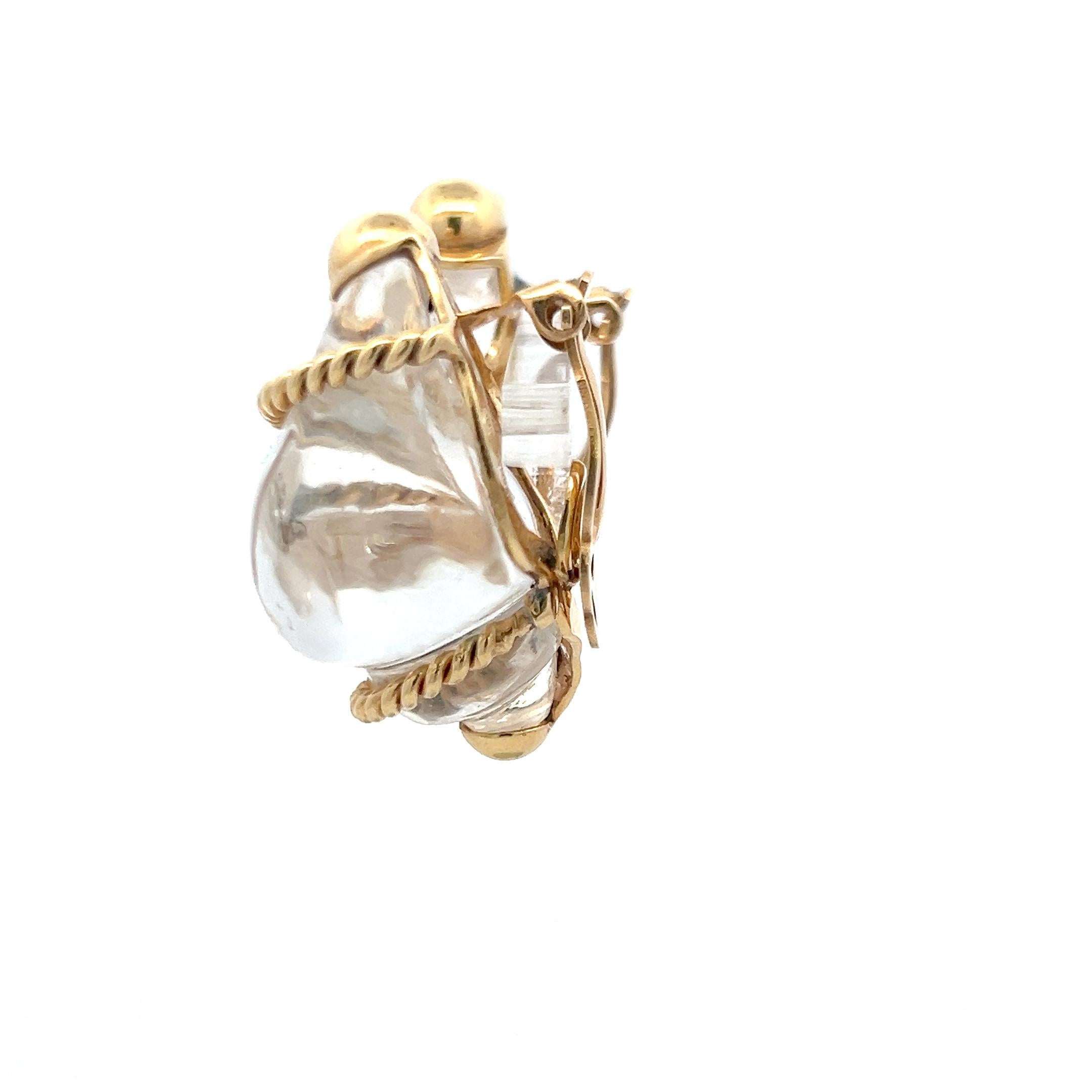 Seaman Schepps 18K Gelbgold Skulpturale Vintage Clip-On Ohrringe Damen im Angebot