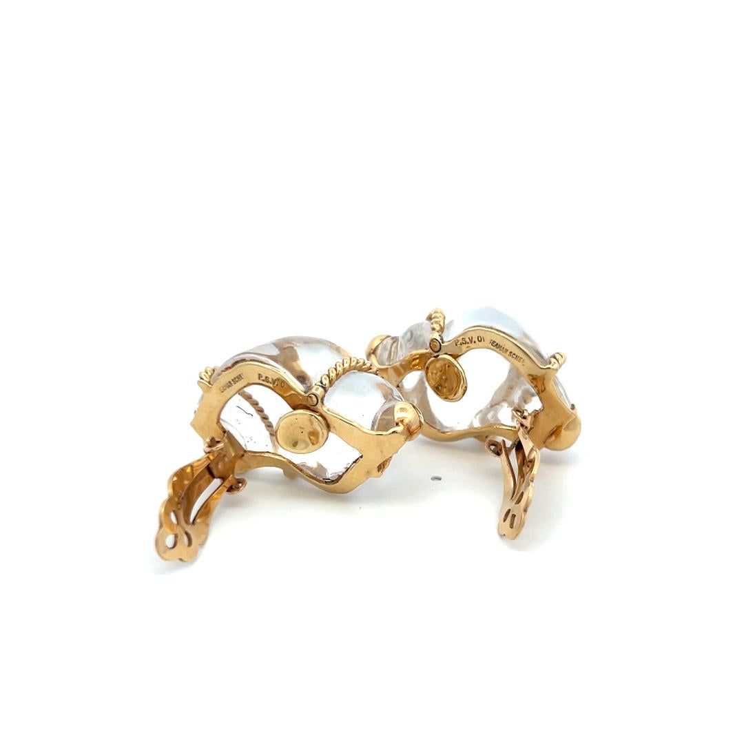 Seaman Schepps 18K Gelbgold Skulpturale Vintage Clip-On Ohrringe im Angebot 2