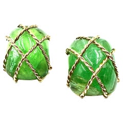 Seaman Schepps 18kt Yellow Emerald Cage Earrings