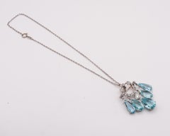 Seaman Schepps 1940 Art Deco Necklace 14Kt Gold 40.54 Ctw Diamonds & Aquamarine