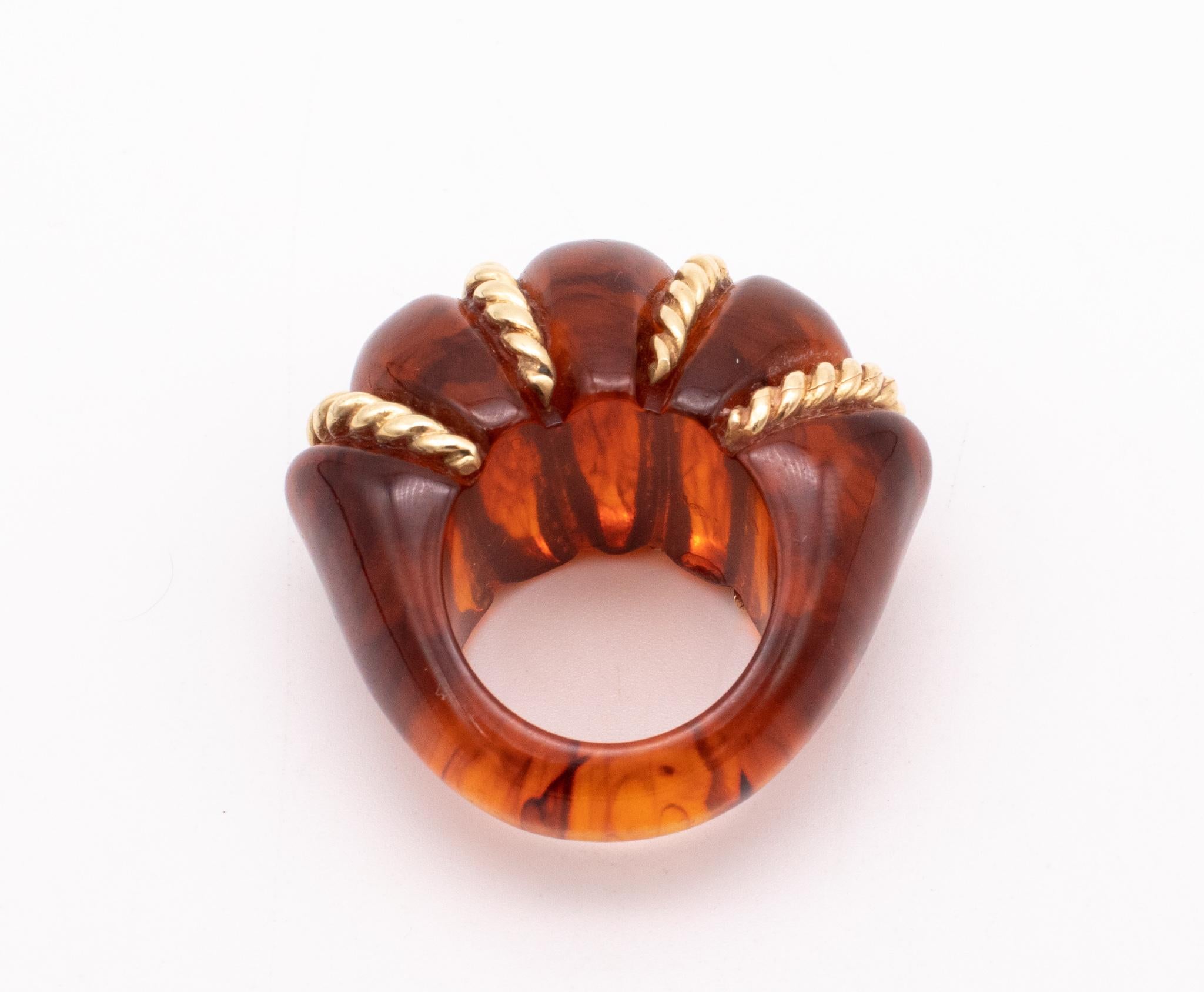 carved amber ring