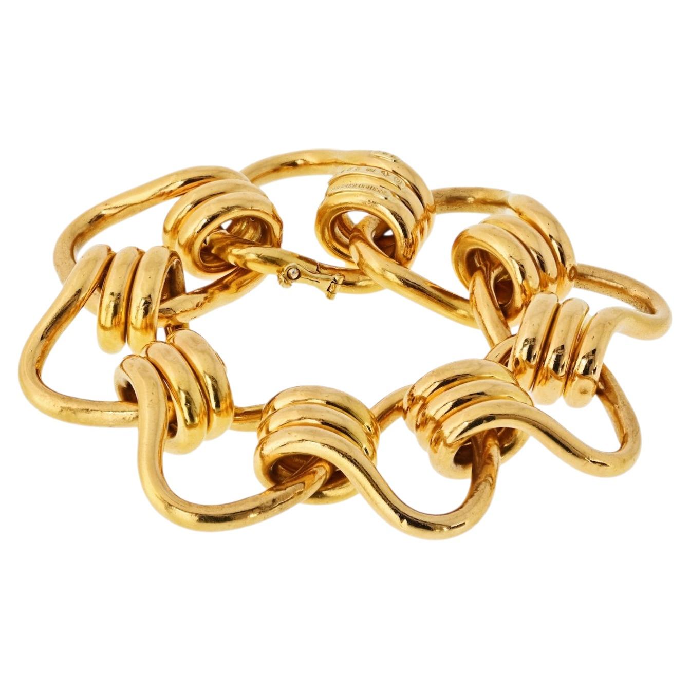 Seaman Schepps 22K Yellow Gold Mousetrap Link Bracelet For Sale at