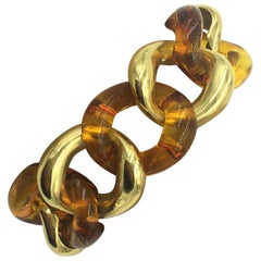 Seaman Schepps Amber and Gold Link Bracelet