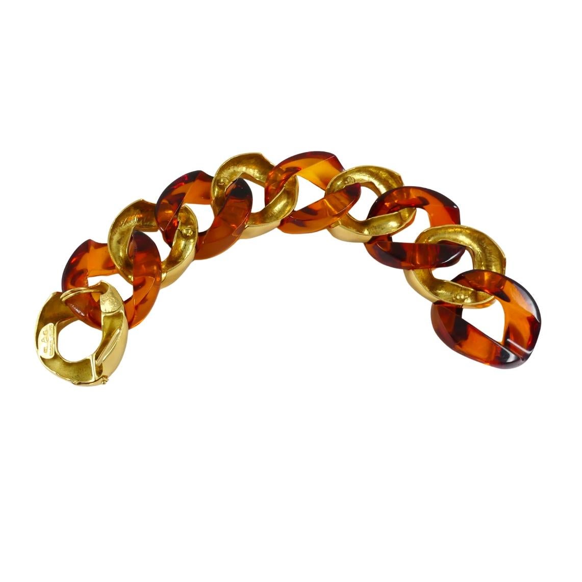 Seaman Schepps Bernstein-Armband 18k Gold Link-Armband Damen im Angebot