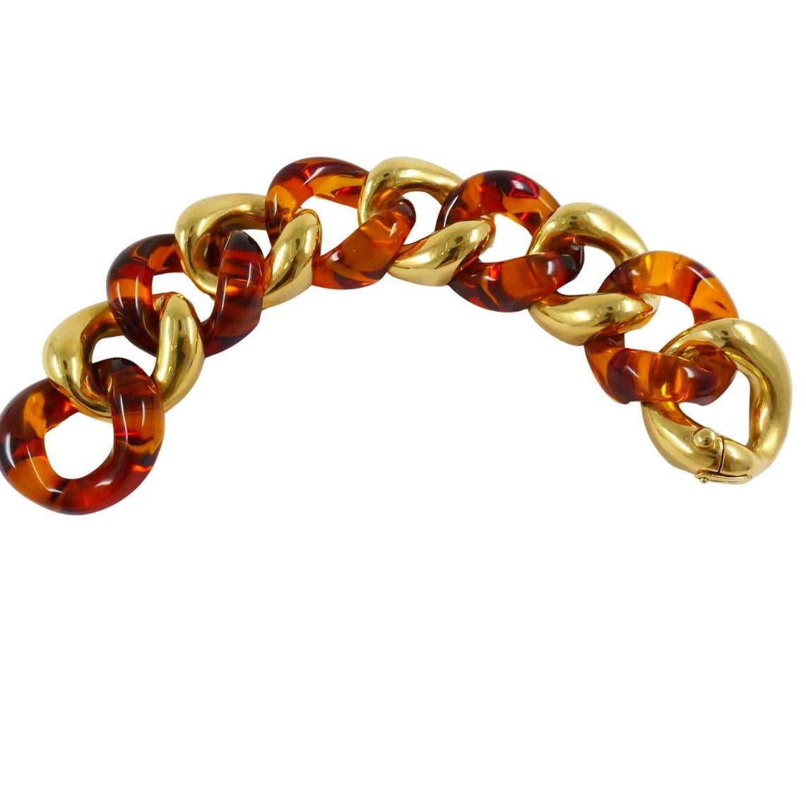 Seaman Schepps Bernstein-Armband 18k Gold Link-Armband im Angebot 1