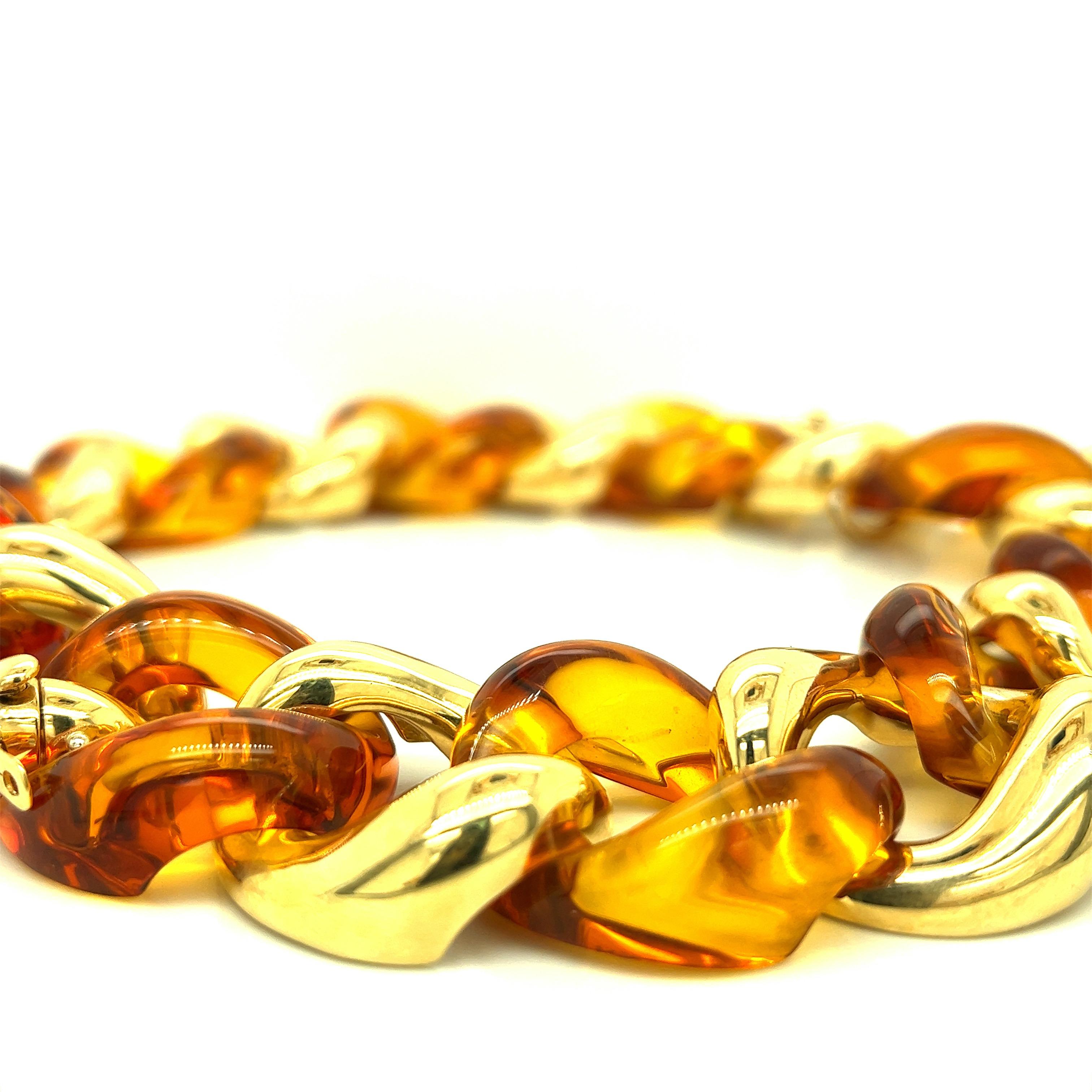 Seaman Schepps Bernstein-Gold-Gliederarmband/Halsband Set im Zustand „Hervorragend“ in New York, NY