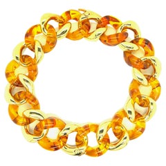 Seaman Schepps Amber Gold Link Bracelet/Necklace Set