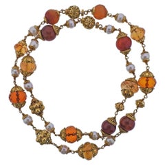 Seaman Schepps Amber Pearl Citrine Gold Nesting Necklace Set