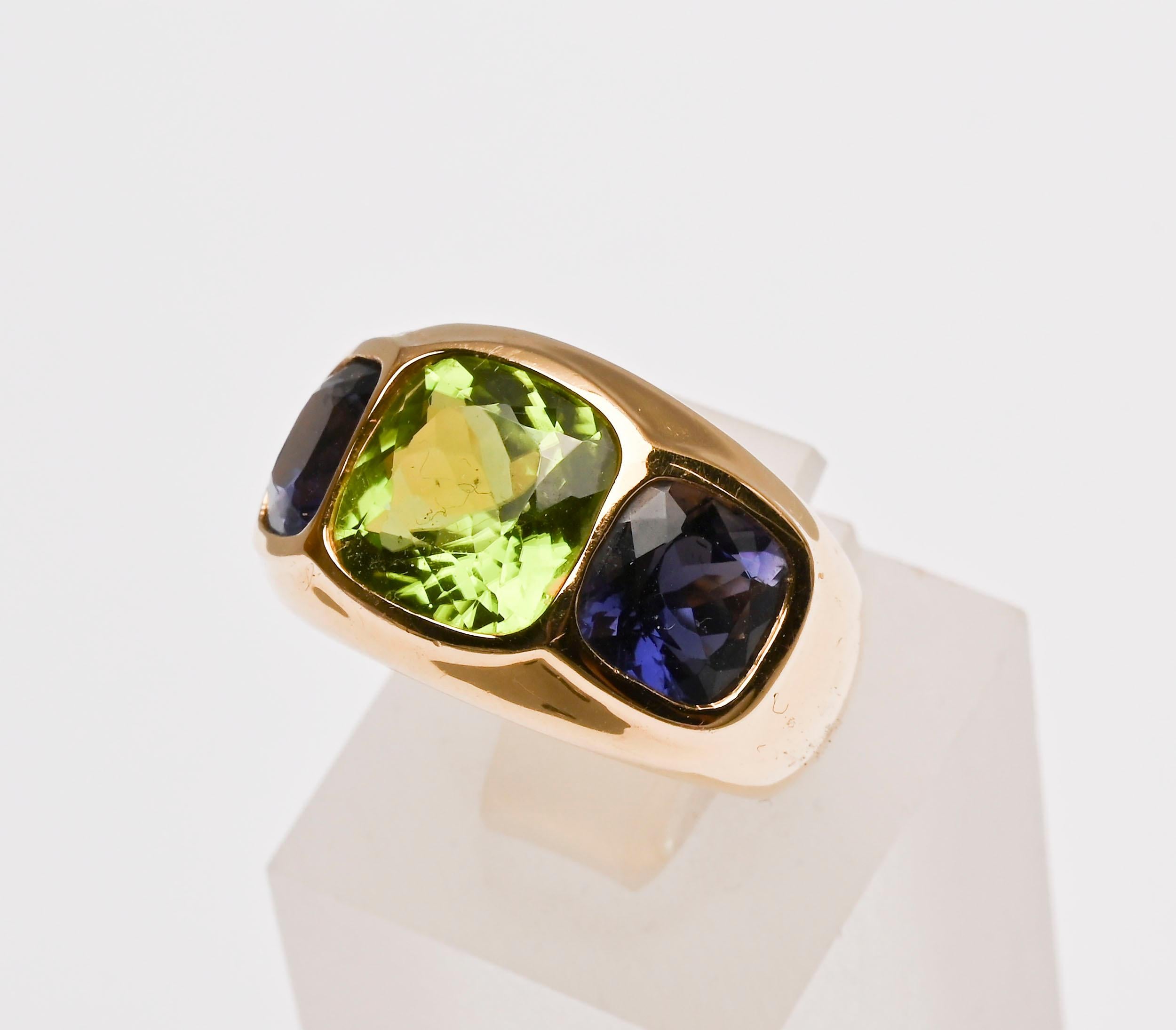 Seaman Schepps  Amethyst and Peridot Ring In Excellent Condition For Sale In Darnestown, MD