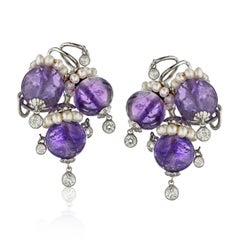 Seemann Schepps Amethyst-, Diamant- und Perlenohrringe