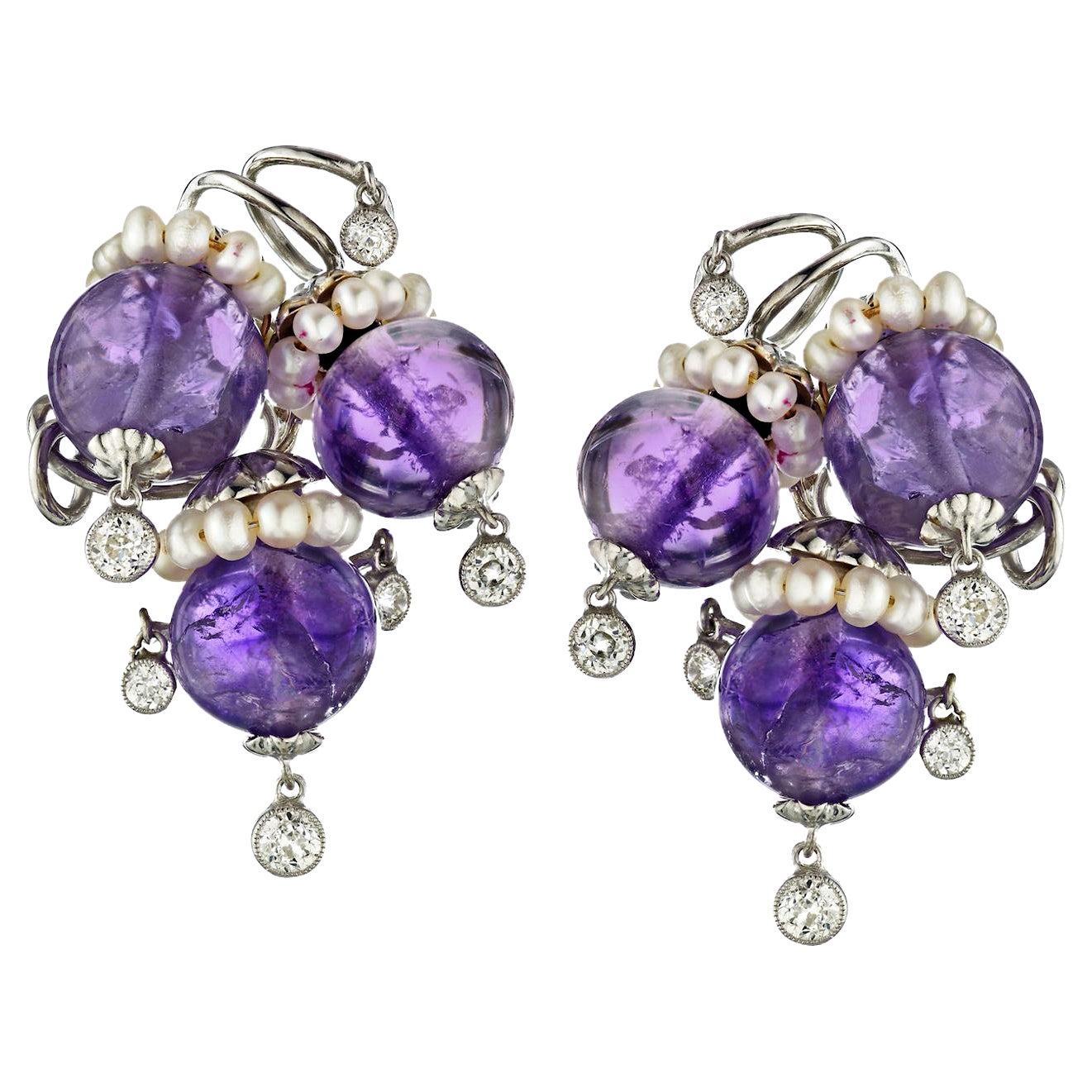 Pendientes Seaman Schepps Amatista, Diamante y Perla