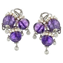 Pendientes Seaman Schepps Amatista, Diamante y Perla