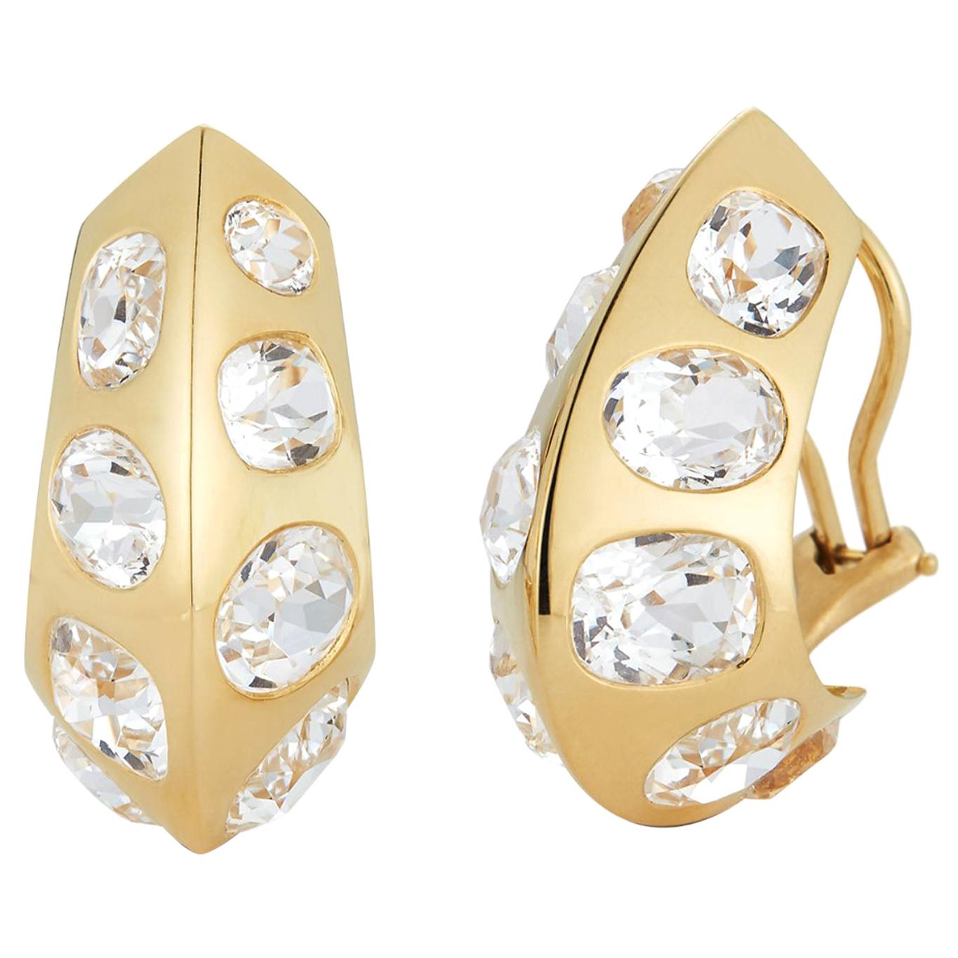 Seaman Schepps Antibes 18 Karat Yellow Gold White Topaz Earrings