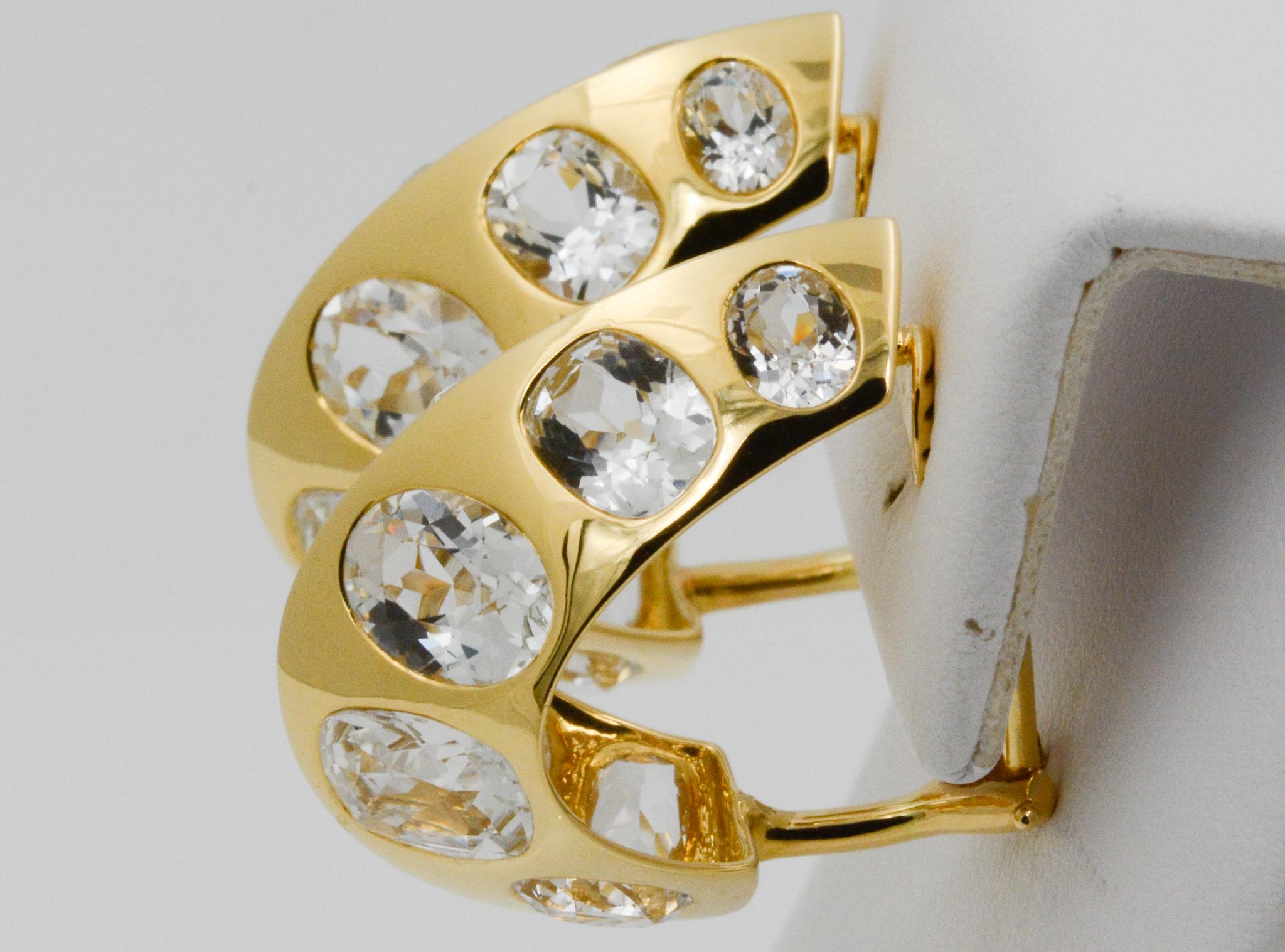 Women's Seaman Schepps Antibes 18 Karat Yellow Gold White Topaz Earrings