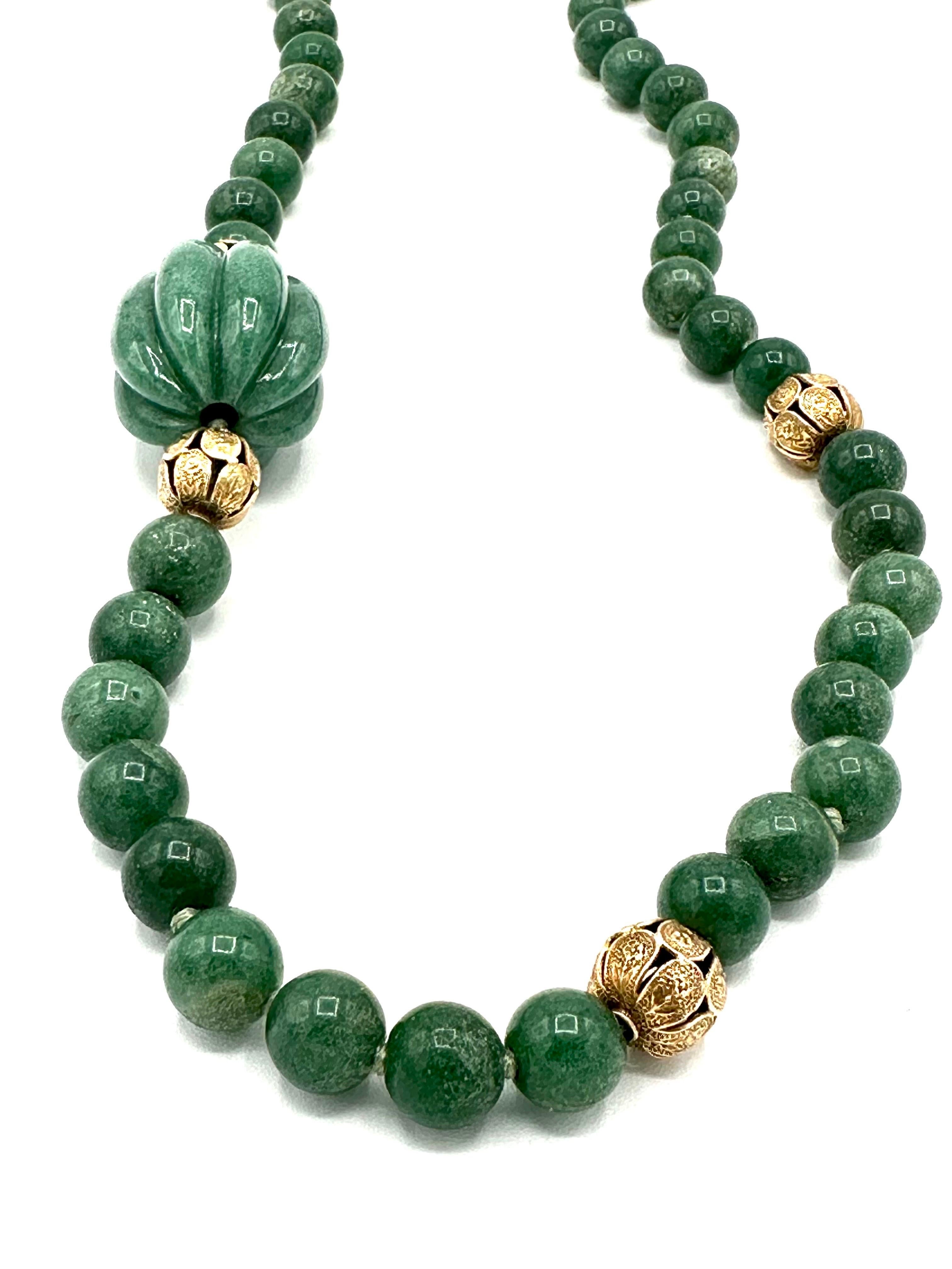 Seaman Schepps Halskette aus Aventurin mit Perlen und Gelbgold Rondelle 36,50 Zoll  (Retro) im Angebot