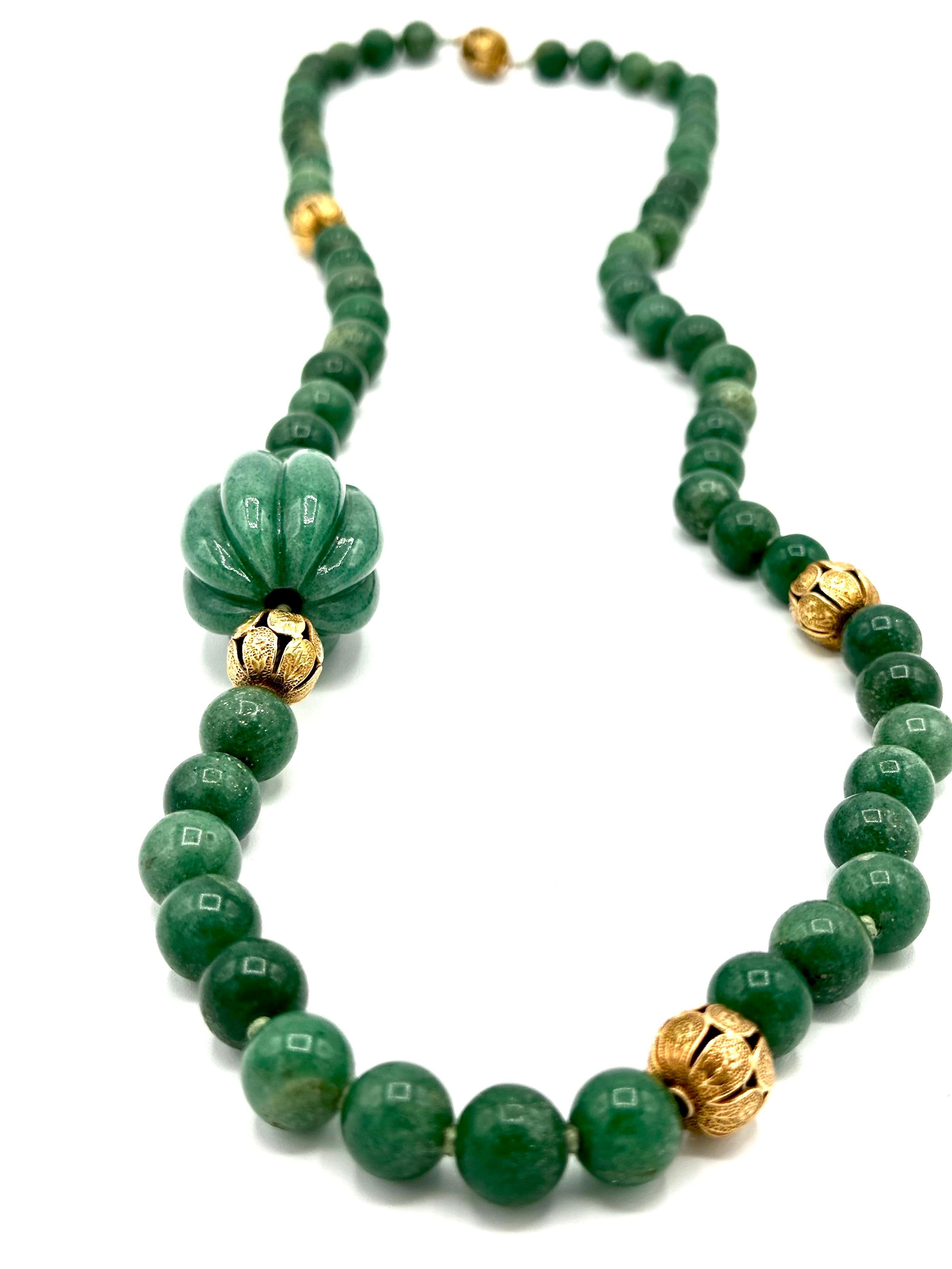 Seaman Schepps Halskette aus Aventurin mit Perlen und Gelbgold Rondelle 36,50 Zoll  im Zustand „Hervorragend“ im Angebot in Chevy Chase, MD