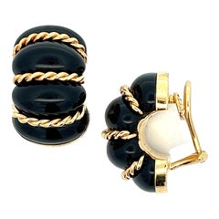 Seaman Schepps Black Onyx 18 Karat Yellow Gold Shrimp Earclip Earrings