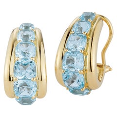 Seaman Schepps Blue Topaz 18 Karat Yellow Gold Madison Earrings