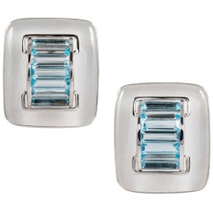 Seaman Schepps Blue Topaz and White Quartz “Ponte” Earrings