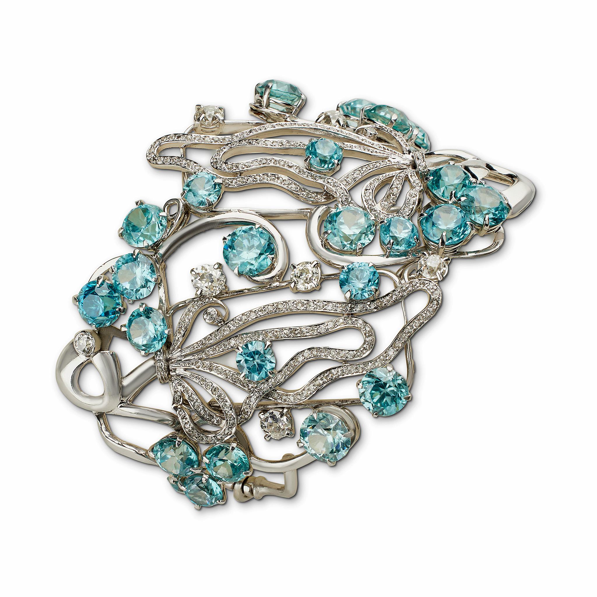 Women's or Men's Seaman Schepps Blue Zircon and Diamond Bracelet For Sale
