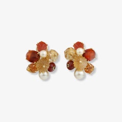Seaman Schepps Bubble Earrings with Citrine, Amber and Pearl in 18K Yellow Gold