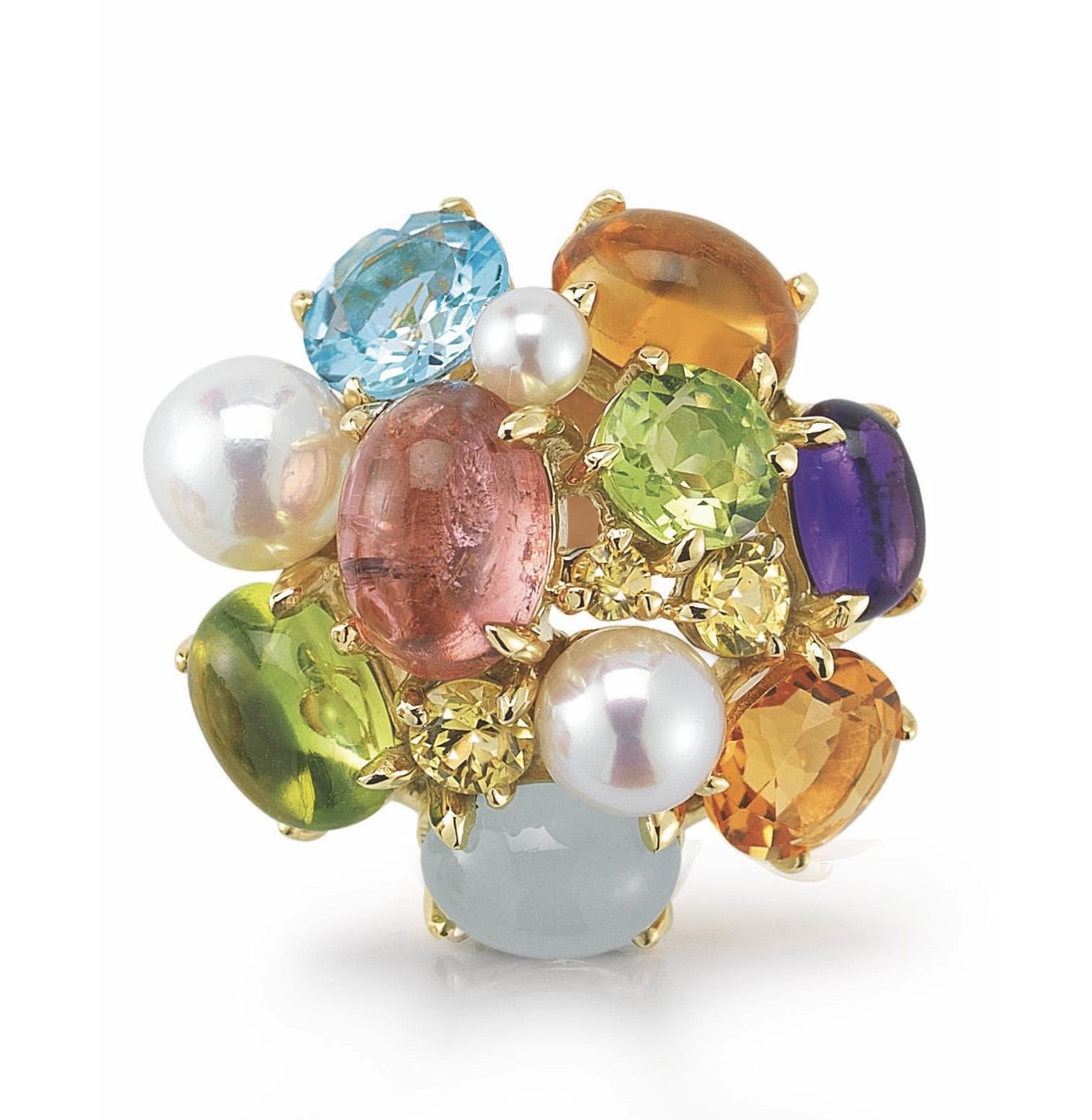 Seaman Schepps Bubble Multi-Color Gemstone Earrings In New Condition For Sale In Lambertville, NJ