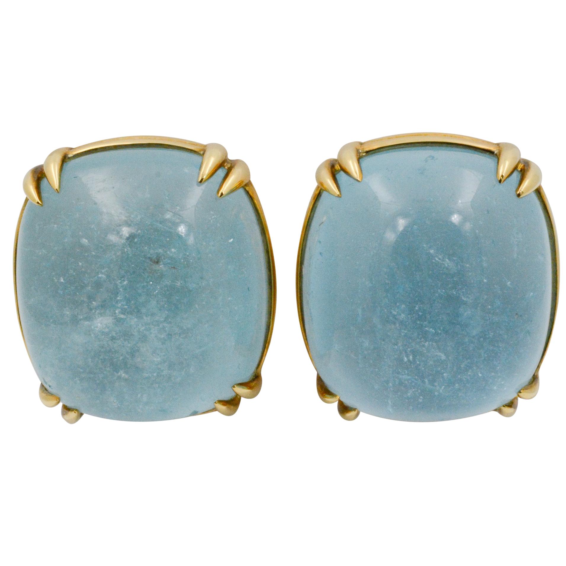 Seaman Schepps Capri 18 Karat Yellow Gold Blue Topaz Earrings