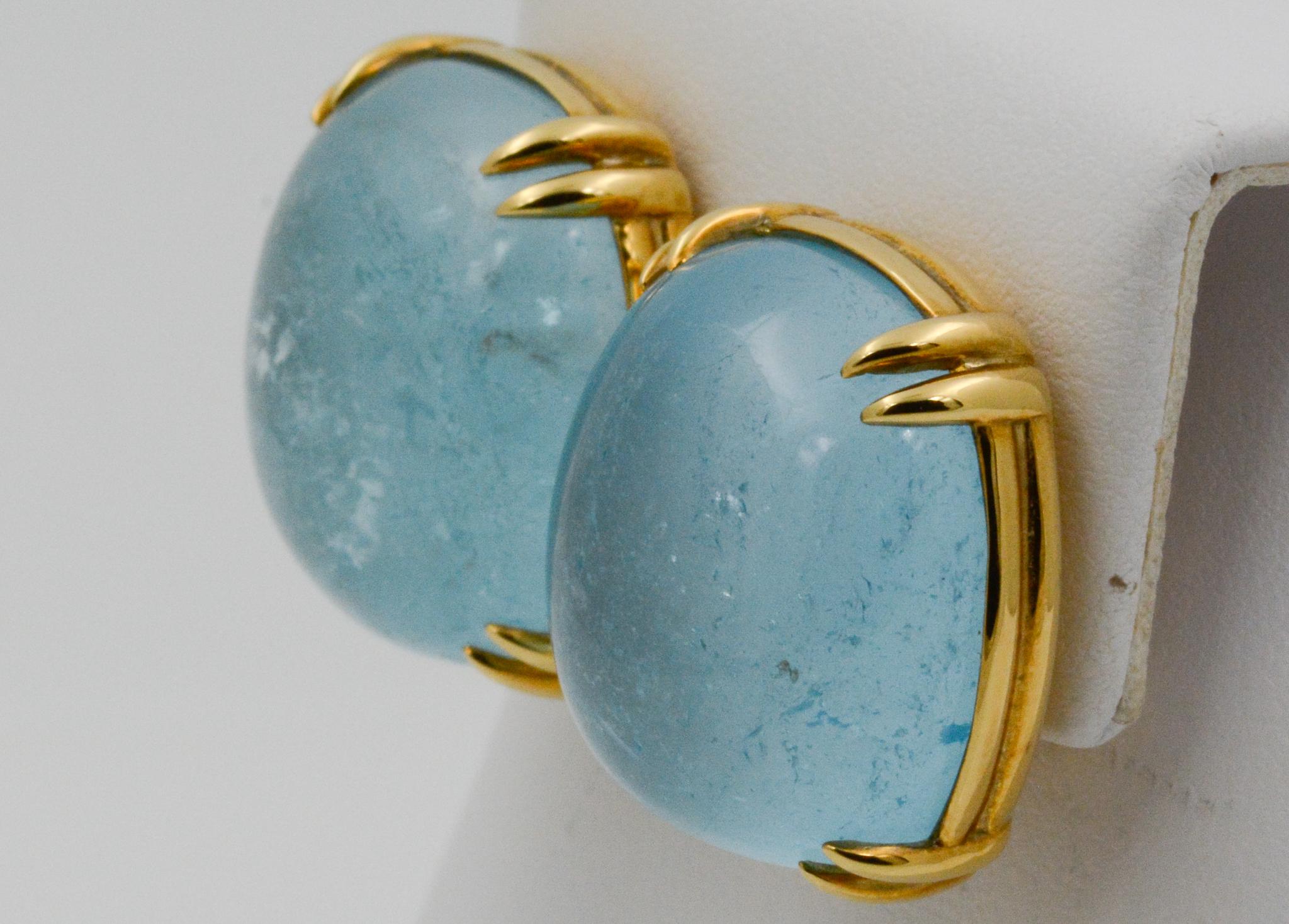 Modern Seaman Schepps Capri 18 Karat Yellow Gold Blue Topaz Earrings