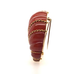 Seaman Schepps Carnelian and Gold Fan Brooch