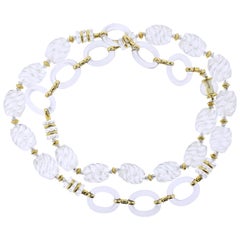 Seaman Schepps Carved Crystal Gold Link Necklace