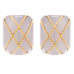 Seaman Schepps Chalcedony Clip on Cage Earrings