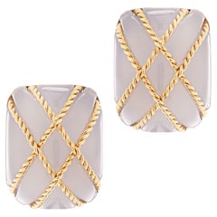 Seaman Schepps Chalcedony Clip on Cage Earrings