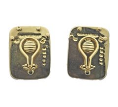 Seaman Schepps Chalcedony Gold Cage Earrings