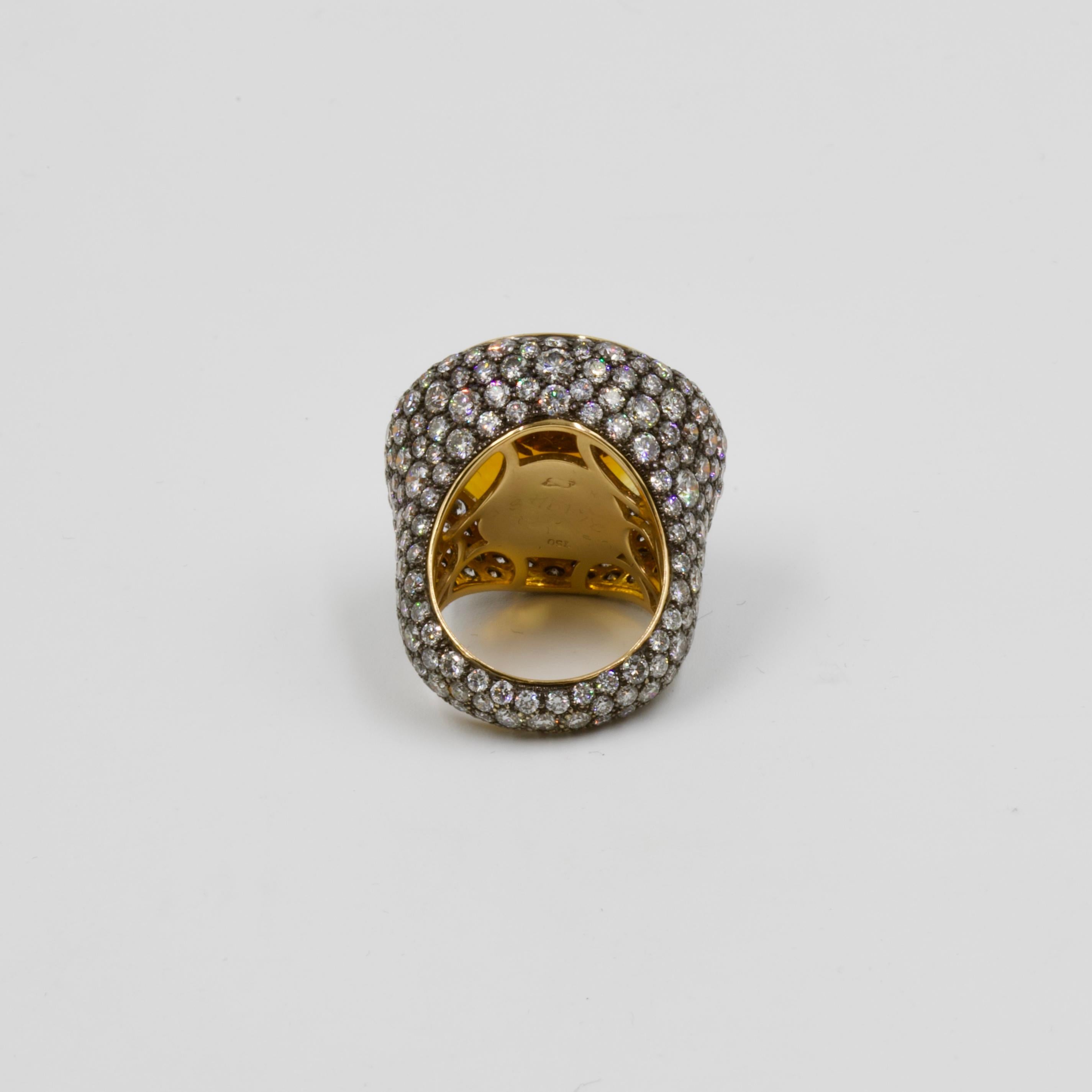 Seaman Schepps Citrine and Diamonds Cocktail Ring In Good Condition For Sale In Paris, IDF