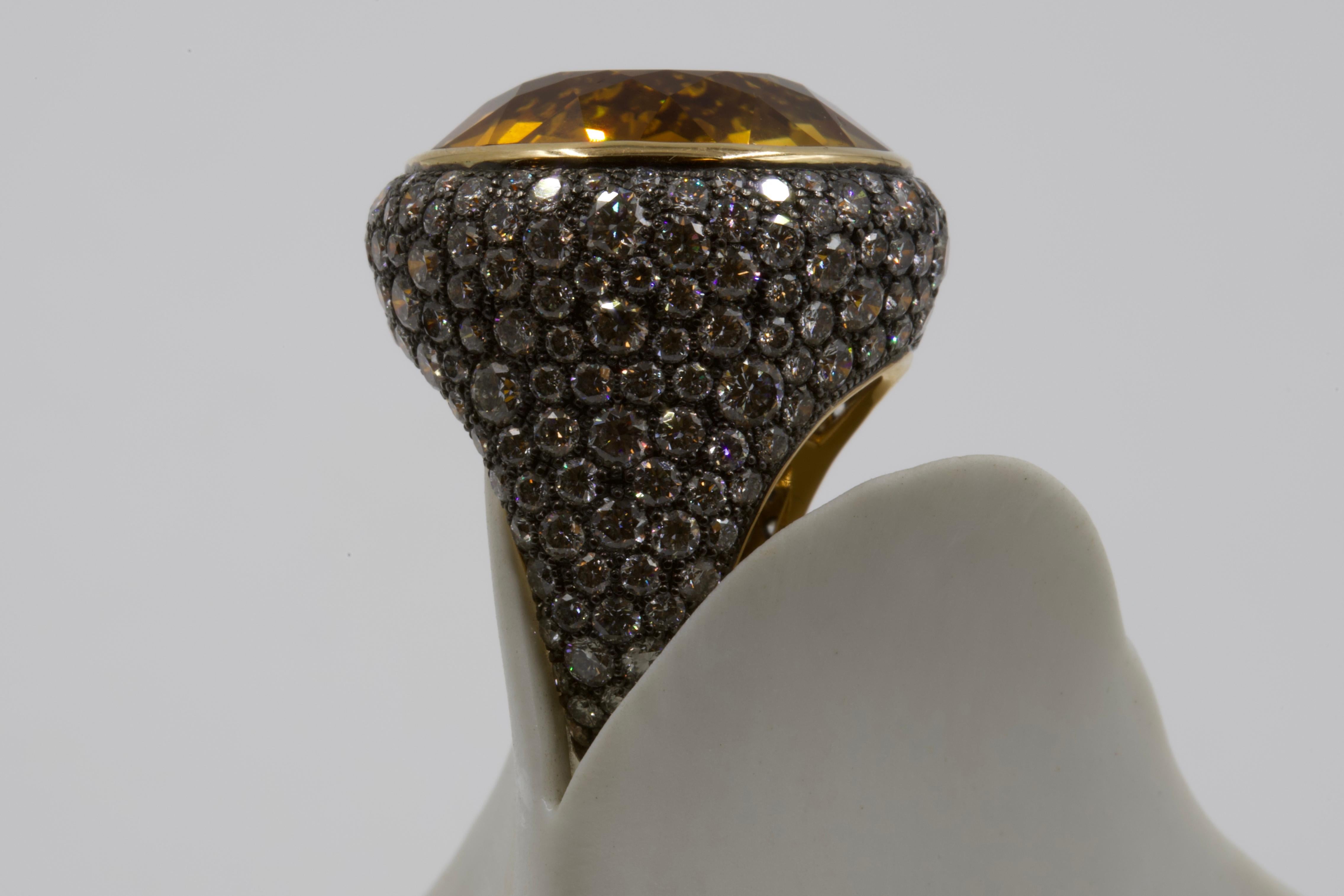 Seaman Schepps Citrine and Diamonds Cocktail Ring For Sale 1