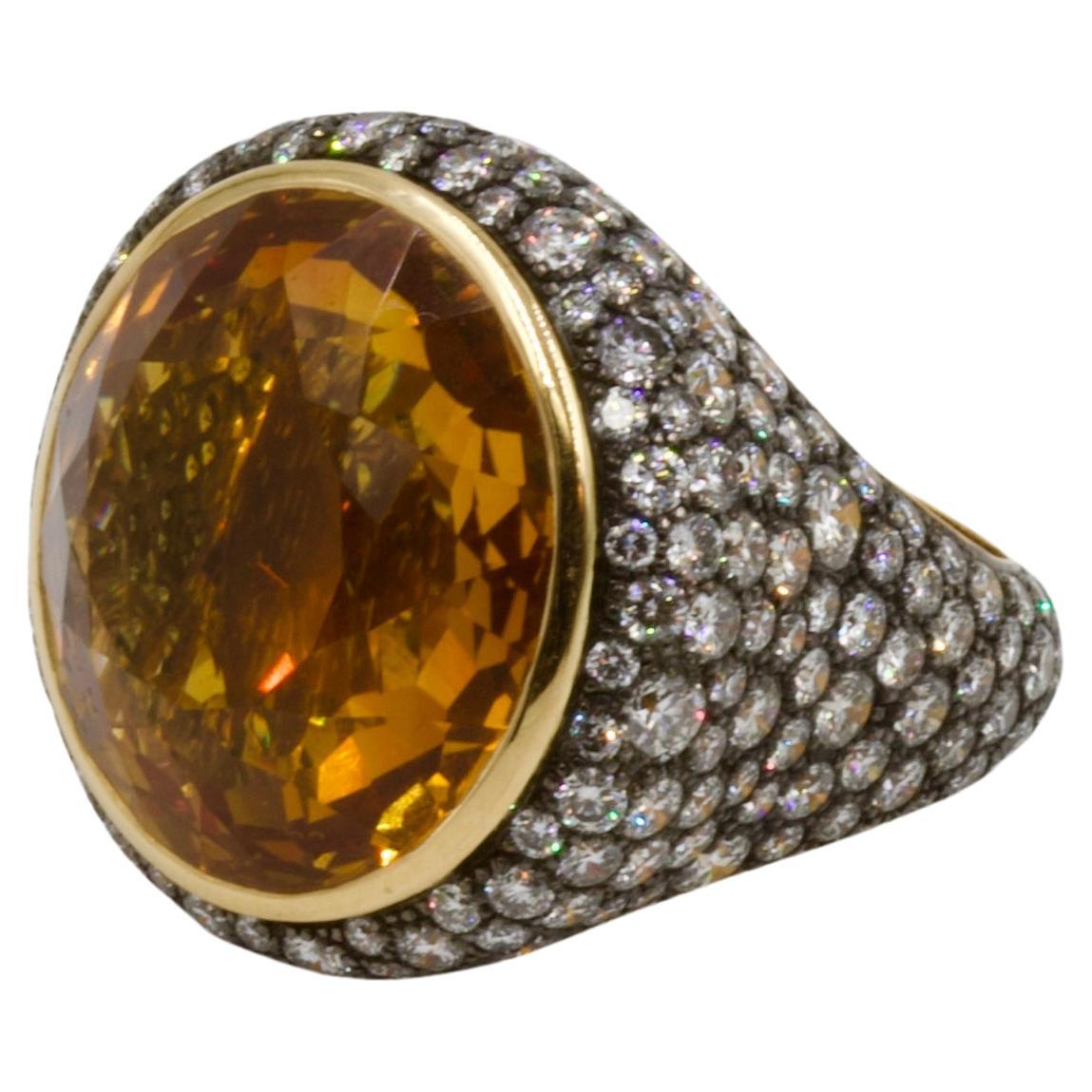 Seaman Schepps Citrine and Diamonds Cocktail Ring For Sale