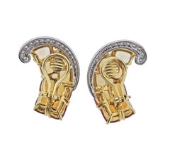 Seaman Schepps Citrine Diamond Gold Earrings