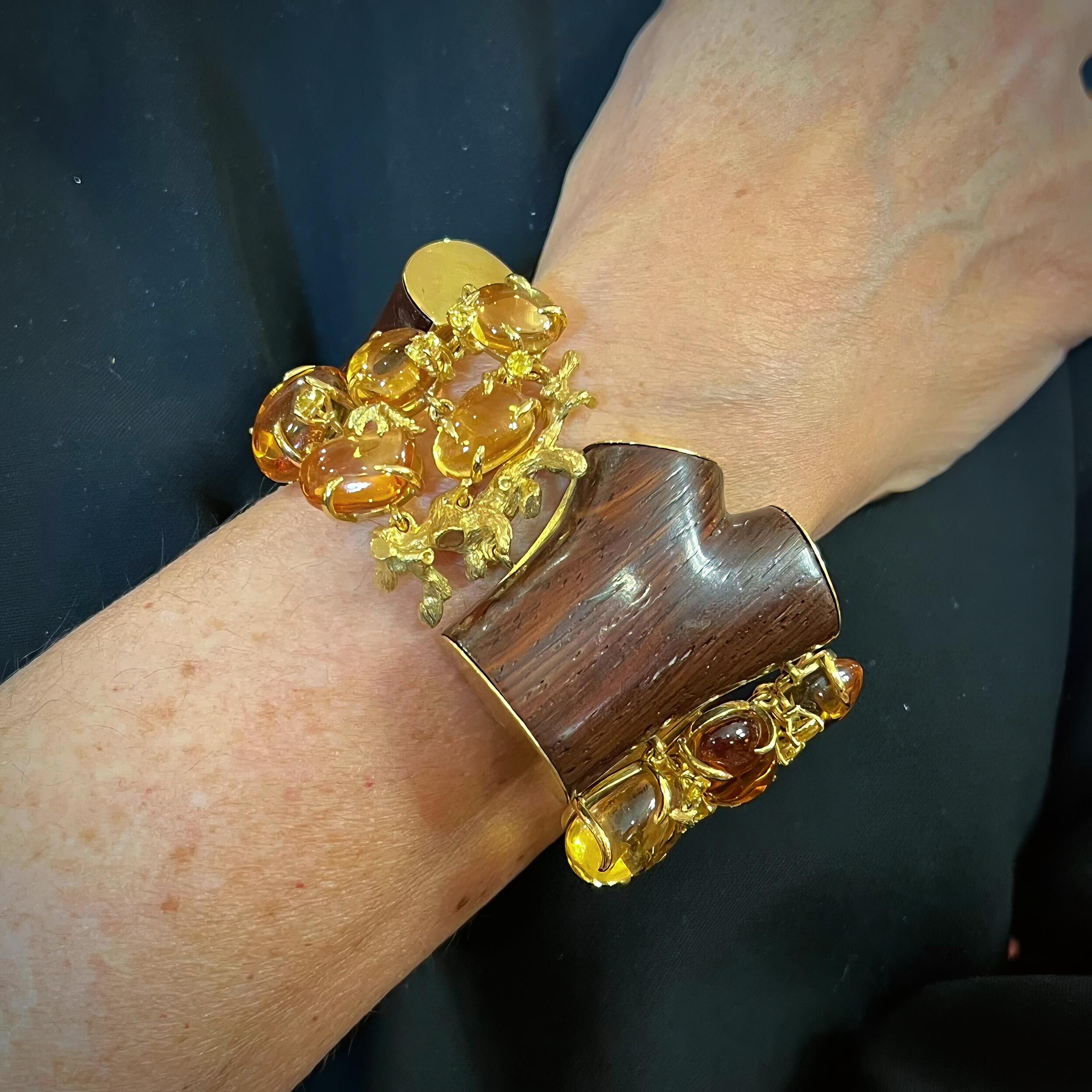 Seaman Schepps Bracelet Citrine Jaune Saphir Wood Branch Bon état - En vente à New York, NY