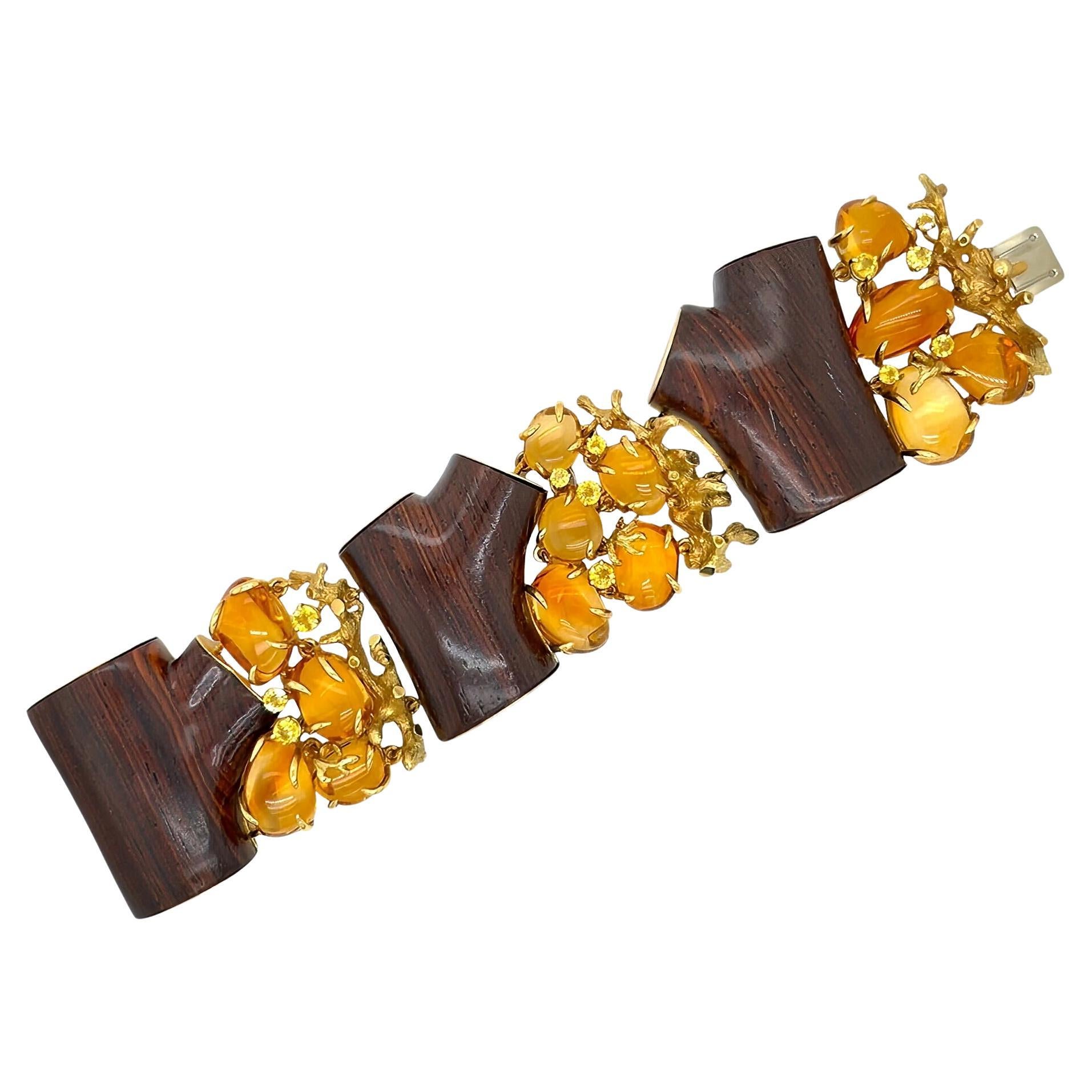 Seaman Schepps Bracelet Citrine Jaune Saphir Wood Branch