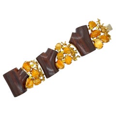 SEAMAN SCHEPPS Citrino Amarillo Zafiro Pulsera Rama de Madera