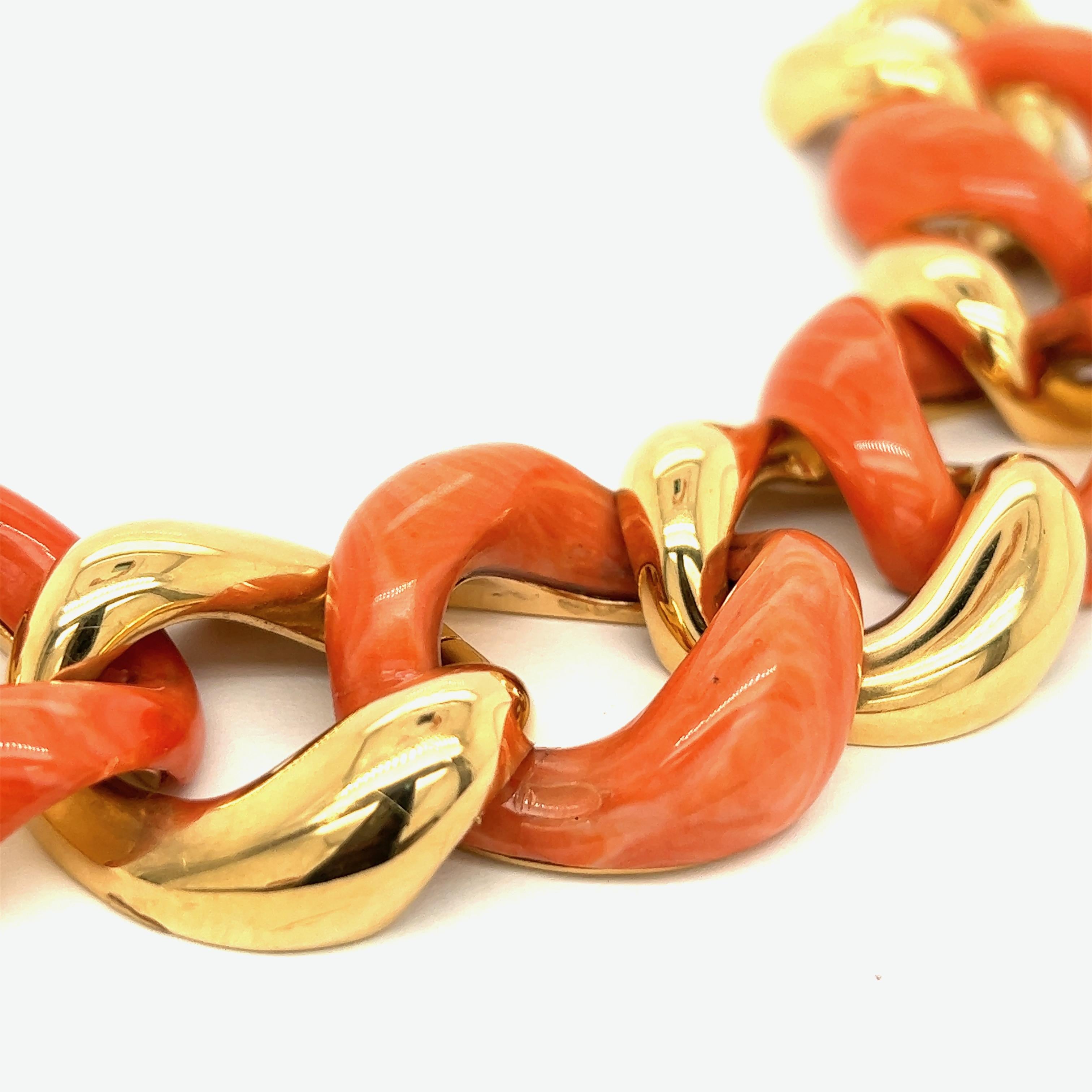 Seaman Schepps Coral 18k Yellow Gold Large Link Bracelet 1