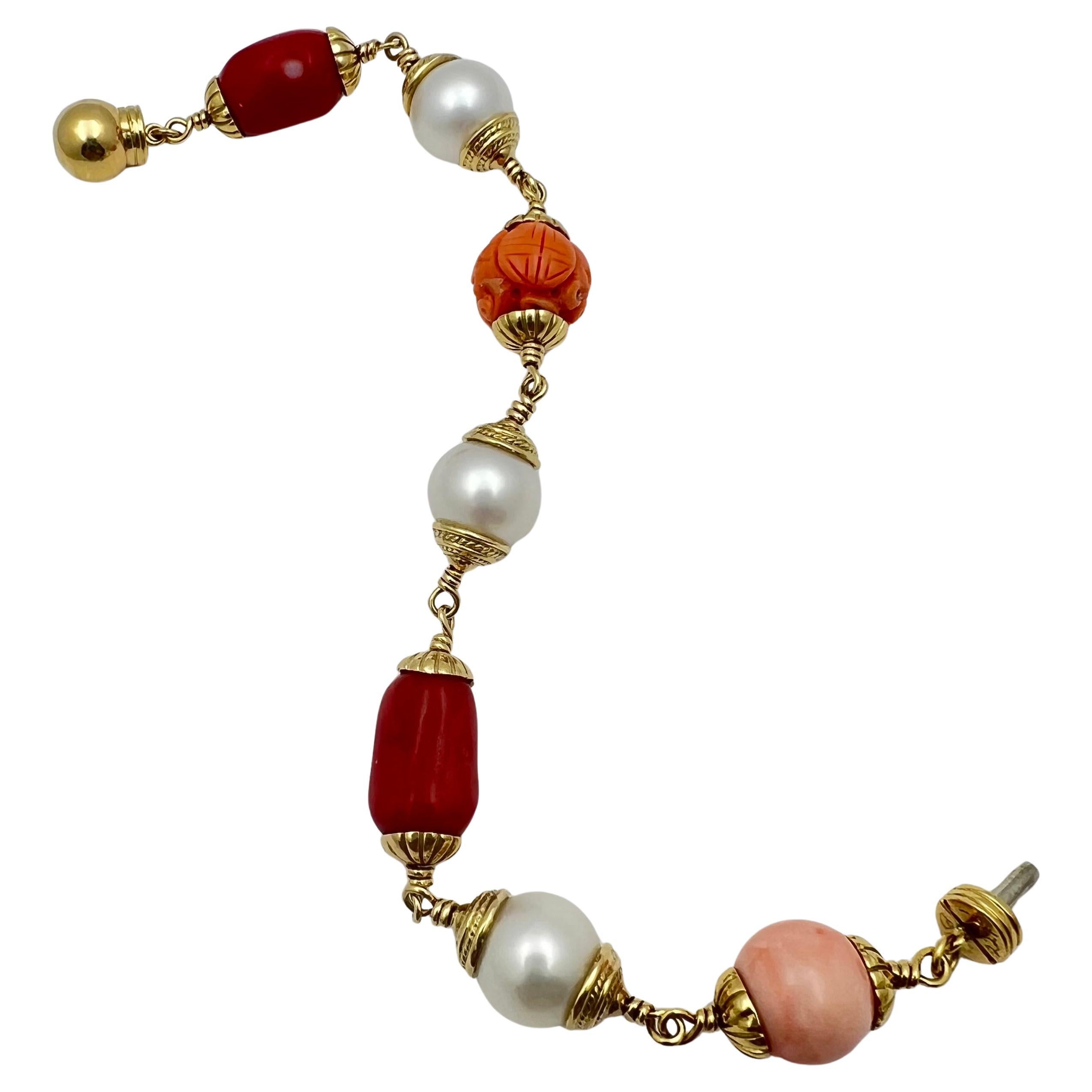 Seaman Schepps Korallen-Perlen-Barock-Perlen-Armband im Angebot 1