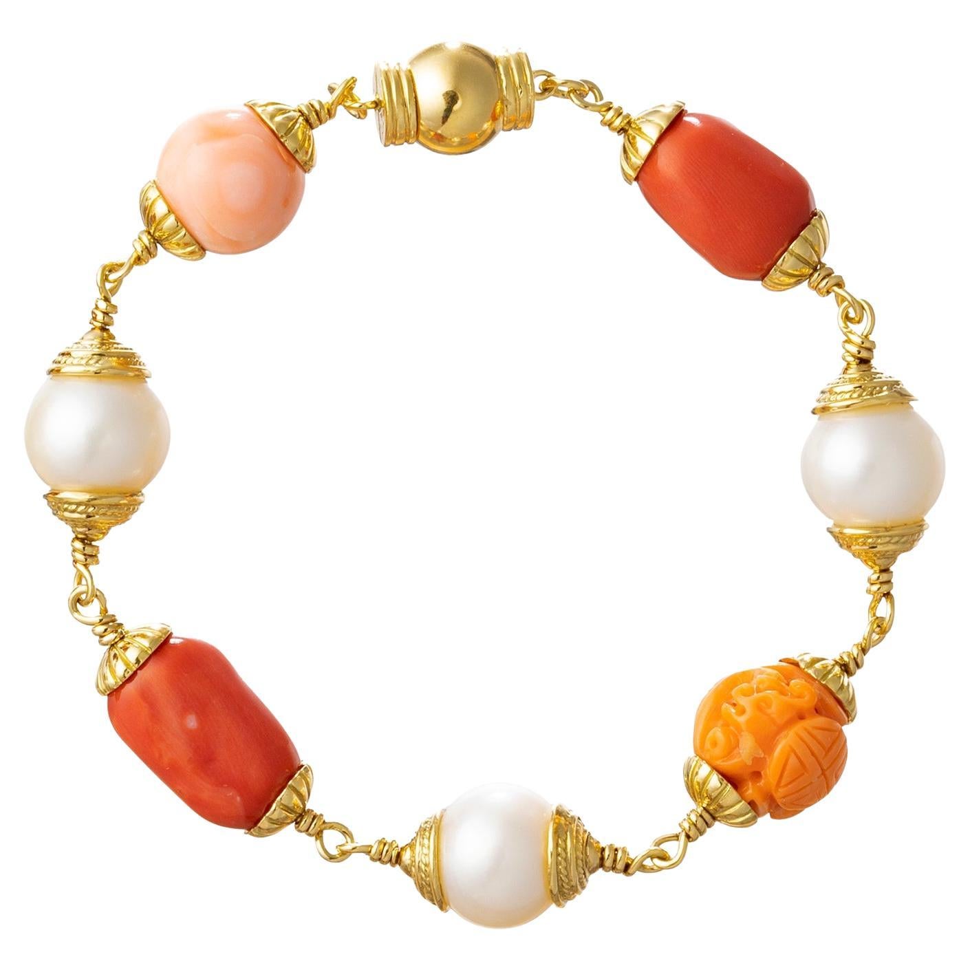 Seaman Schepps Korallen-Perlen-Barock-Perlen-Armband im Angebot