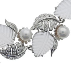 Seaman Schepps Crystal Diamond Pearl Gold Necklace