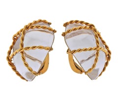 Seaman Schepps Crystal Gold Large Cage Earrings