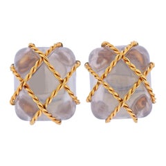 Seaman Schepps Crystal Gold Large Cage Earrings