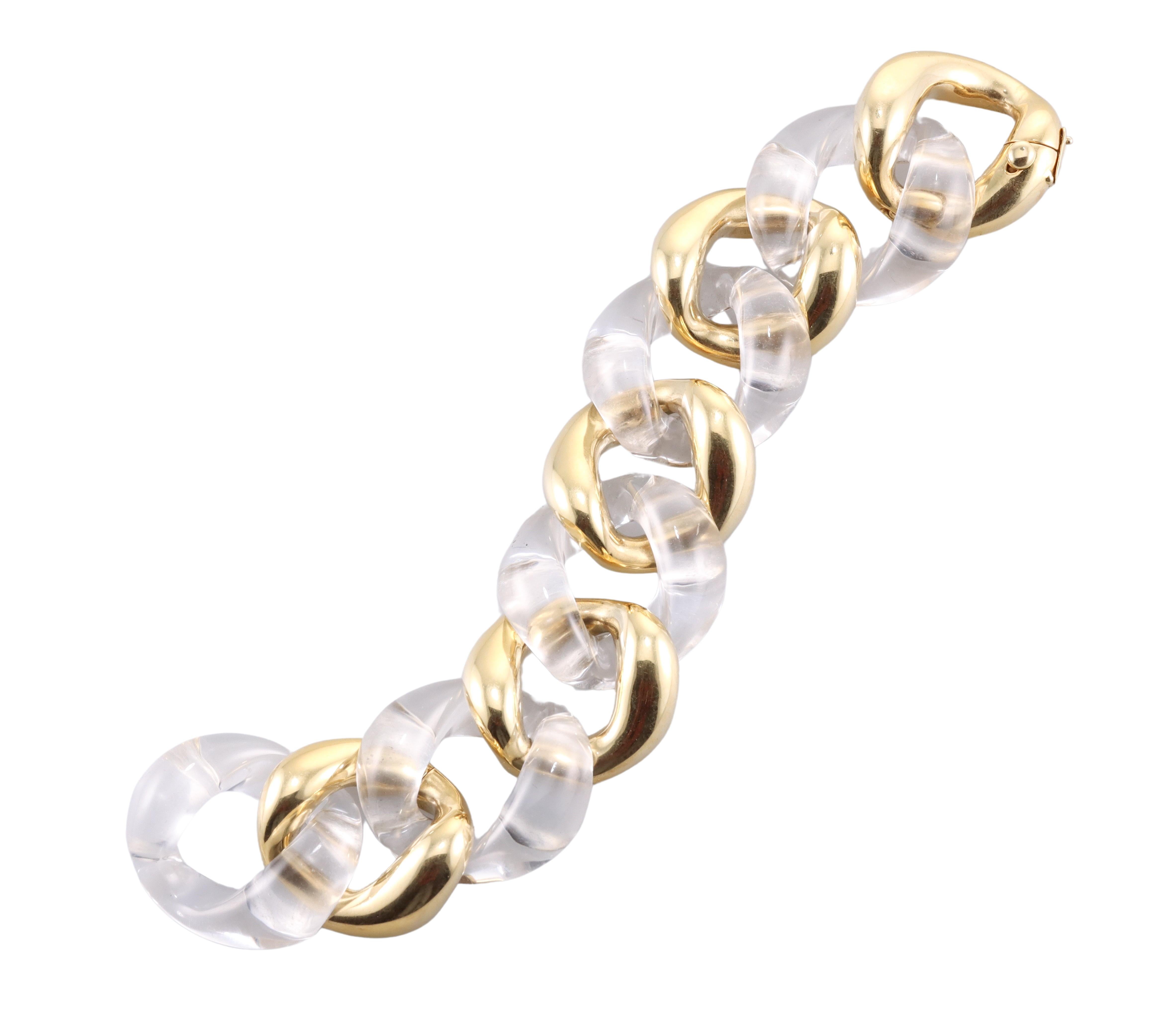 Seaman Schepps Crystal Gold Link Bracelet For Sale 1