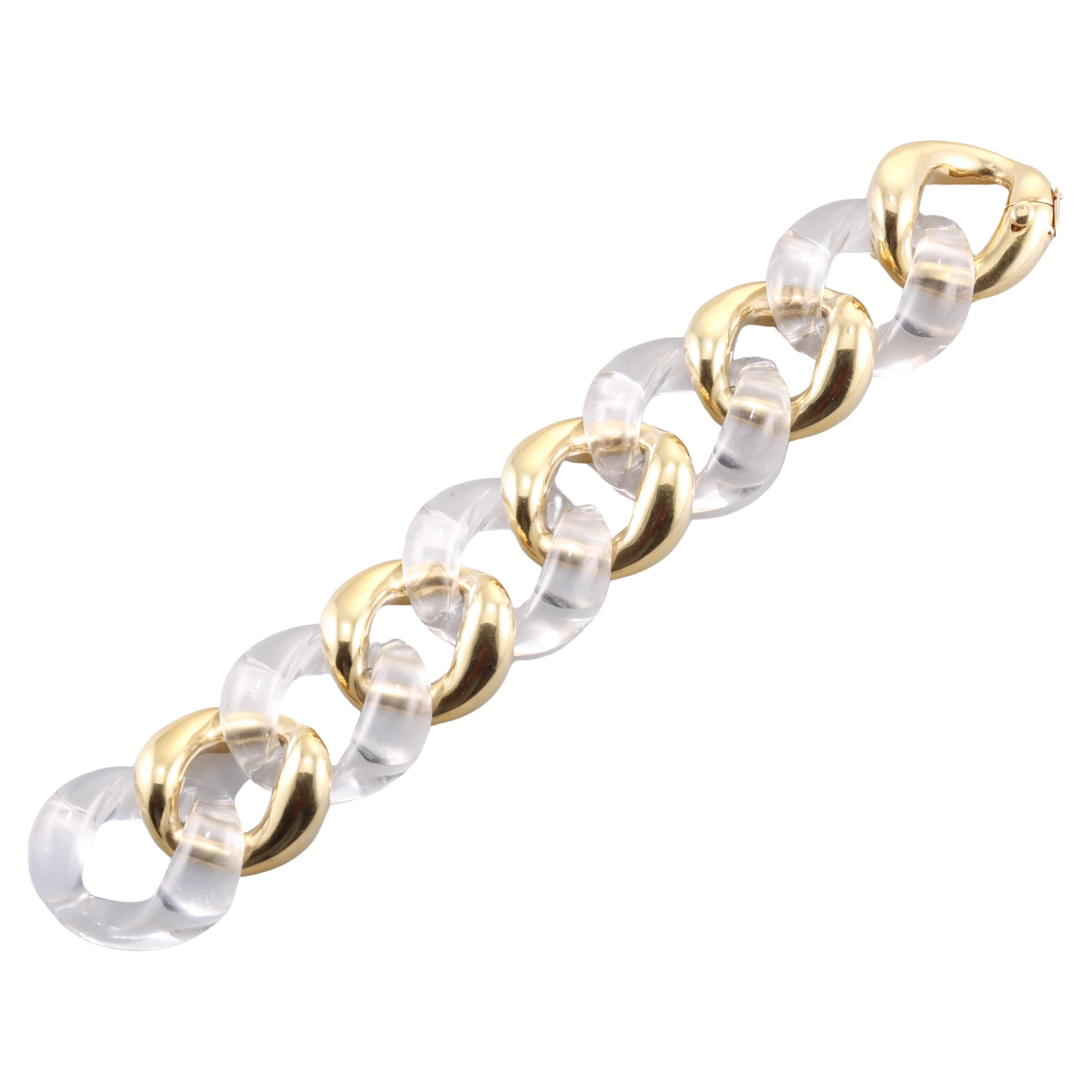 Seaman Schepps Crystal Gold Link Bracelet For Sale