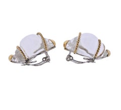 Seaman Schepps Crystal Gold Shell Motif Earrings
